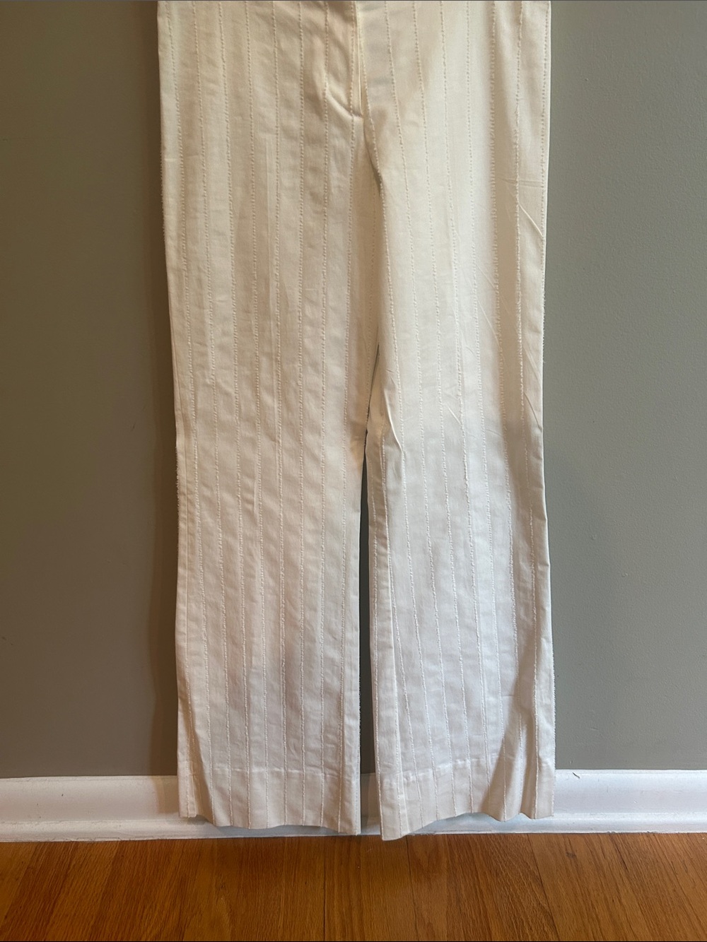 BCBGMaxAzria Cream Textured Boot-Cut Pants
